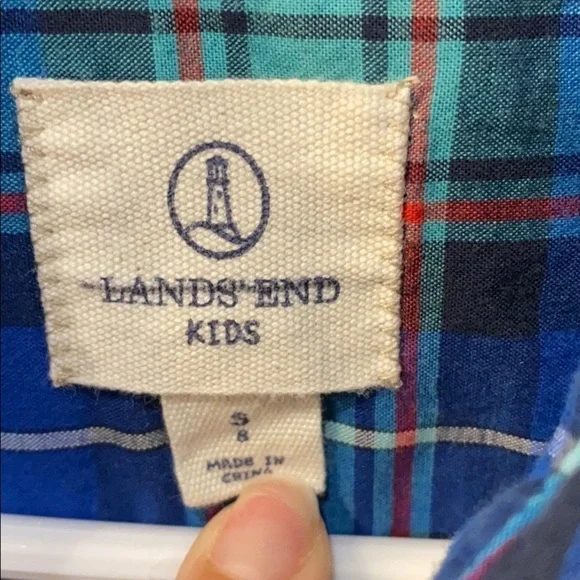 Lands End Kids Boys Button Down Shirt Size S - Picture 3 of 4